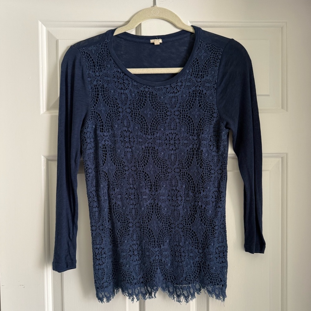 J Crew Lace Overlay Top size small